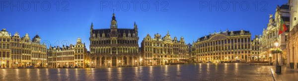 Brussels Belgium, panorama city skyline night at Grand Place Square