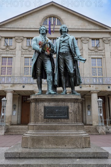 Goethe-Schiller Monument on the Theatre Square in front of the German National Theatre in Weimar,