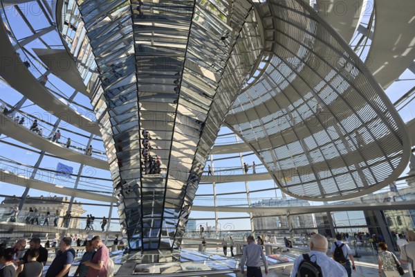 The dome of the Reichstag in Berlin. The architect Sir Norman Foster designed the steel and glass