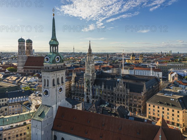 Munich skyline with Marienplatz town hall in Germany