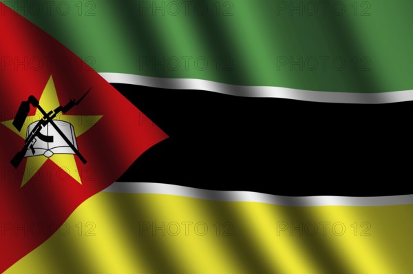 The Mozambique flag flying in the wind