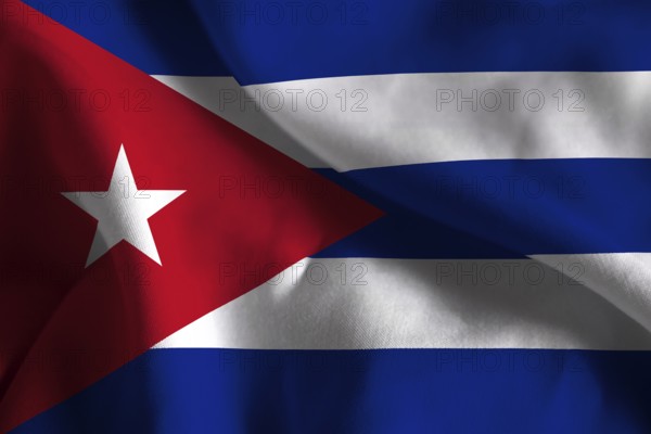 A ruffled fabric flag of Cuba