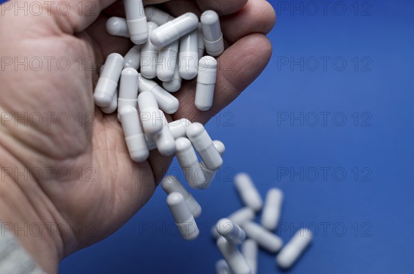 Life without drugs and dependence on capsules of antibiotic, medicine, amphetamines, drugs and