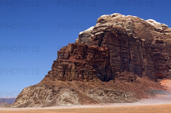 Mountain massif, Wadi Rum nature reserve, Jordan, Asia