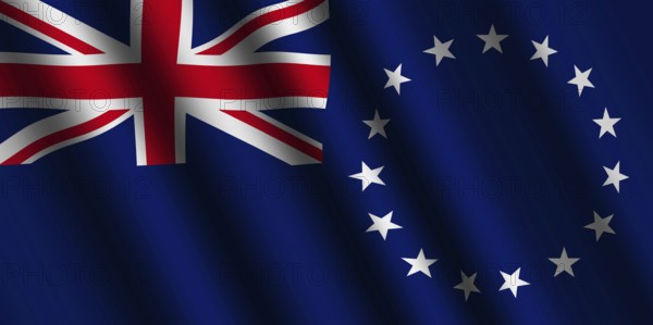 The Cook Islands flag flying in the wind