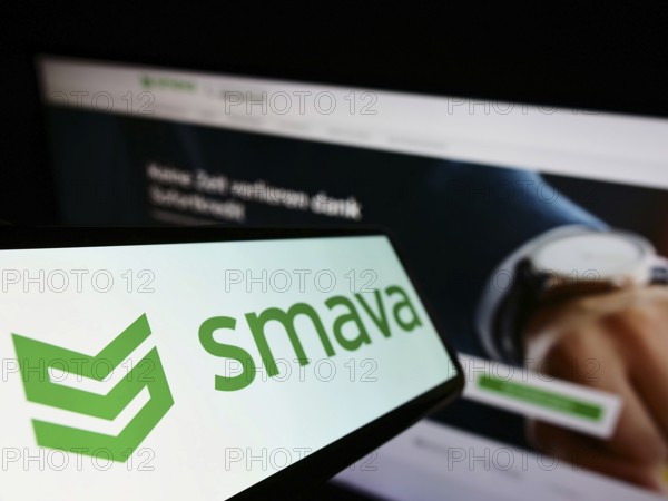 Stuttgart, Germany, 03-30-2022: Cellphone with logo of German loan comparison company smava GmbH on