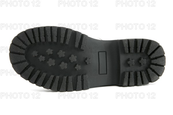 Boot black sole detail isolated on white background