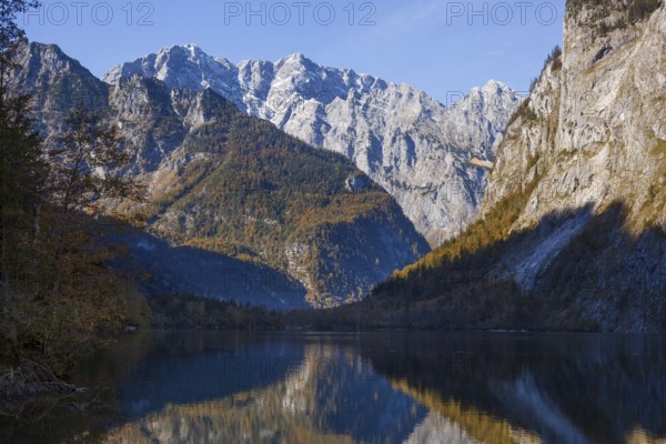 Obersee with Watzmann east face, Königssee, Schönau, Berchtesgaden National Park, Berchtesgadener