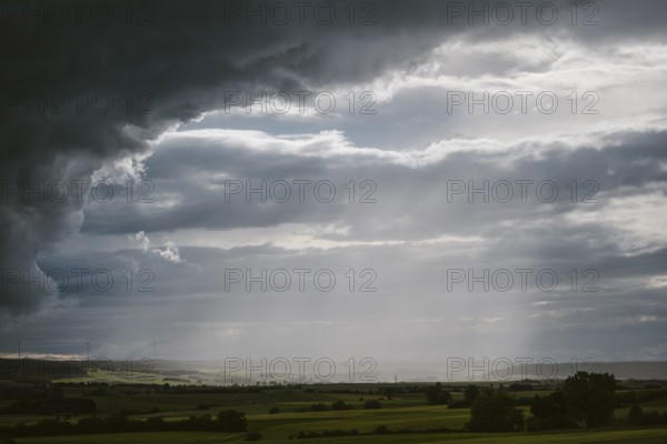 Approaching thunderstorm in the Hassberge district in Lower Franconia