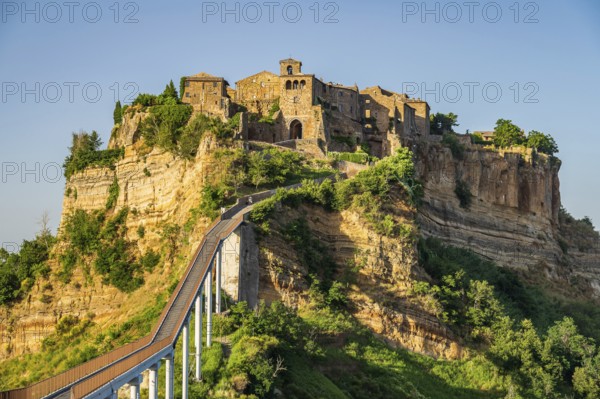 The ancient village of Civita di Bagnoregio, also called the diying city, in the region of Tuscia,