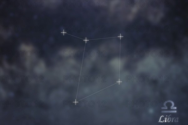 Libra Constellation. Zodiac Sign Libra constellation lines Galaxy background Zodiac Sign