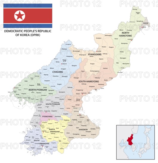 Administrative vector map of the Democratic Peoples Republic of Korea