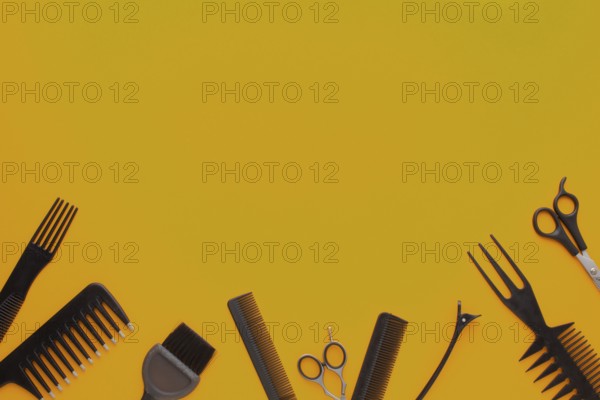 Professional hairdressing tools copy space