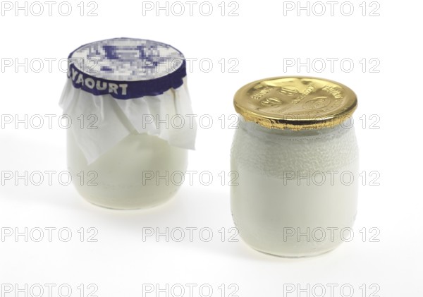 Pot of Yogurt against White Background