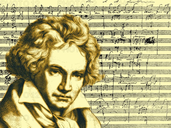 Hand-written musical notation, love song, Zärtliche Liebe, 1795, Ludwig van Beethoven, 1770 -1827,