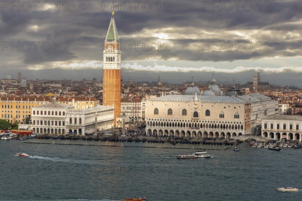 The St. Mark's Square in Venice during Bad Weather and High Tide, view from Campanile di San