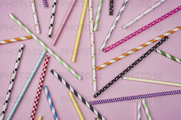Top view arrangement colored paper straws. Resolution and high quality beautiful photo