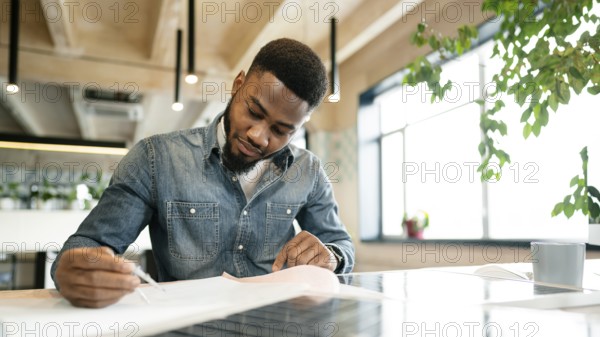 Man working project desk