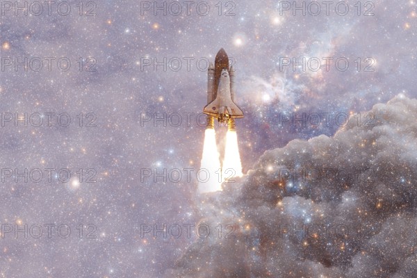 Space Shuttle Atlantis. Cosmos art. Elements of this image furnished by NASA