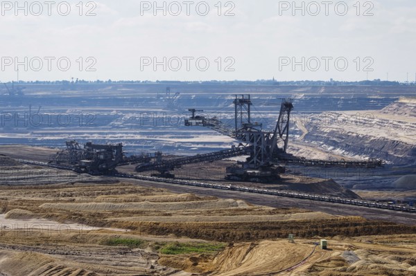 Large excavator in the Garzweiler open-cast lignite mine, Rhenish lignite mining area, Germany,