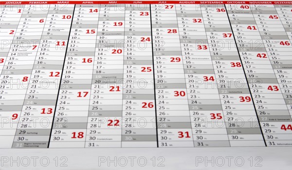 Large wall calendar in the office