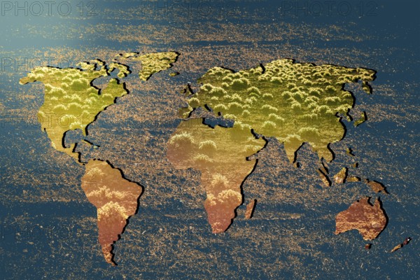 Roughly outlined world map with white background
