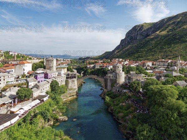 View over the old town centre of Mostar, Montenegro, Europe