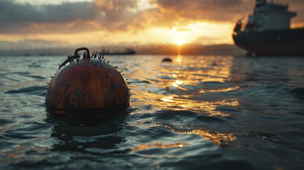 Danger to shipping and shipping routes of cargo ships and warships generated by sea mines in the