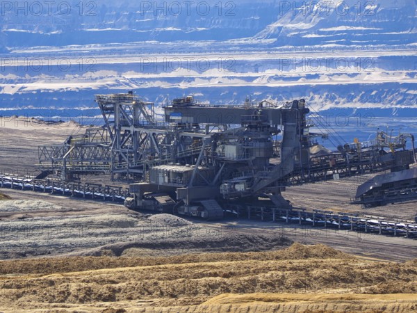 Large excavator in the Garzweiler open-cast lignite mine, Rhenish lignite mining area, Germany,