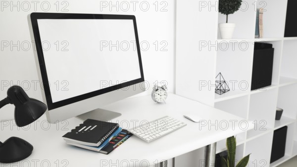 Office desk with computer screen