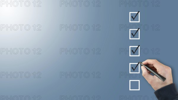 person ticking checkboxes with marker pen on checklist or to-do-list with copy space