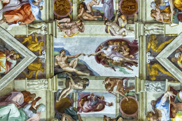 Rome Italy. Sistine Chapel by Michelangelo. The creation of Adam. December 2019