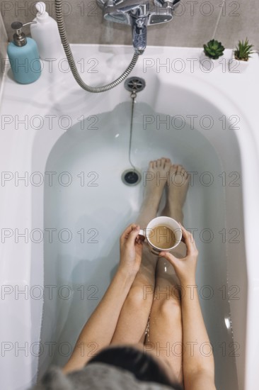 Woman enjoying coffee bath