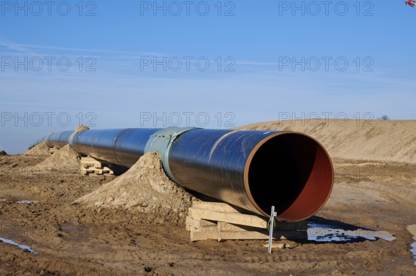 Construction site of the European natural gas pipeline EUGAL near Wrangelsburg Germany on 16.02
