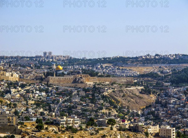 Israel, June 28 2014: Panoramic view of the Old City of Jerusalem, Asia