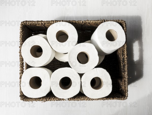 Top view box with toilet paper rolls