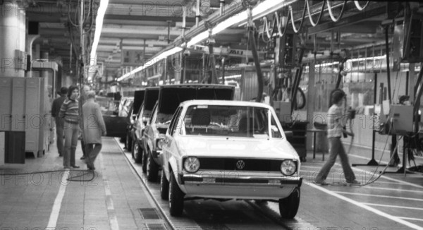 Production of the Golf at the VW plant on 10.05.1979 in Wolfsburg, Germany, Europe