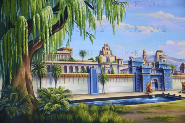 Theatre backdrop featuring the entrance to the ancient city of Babylon