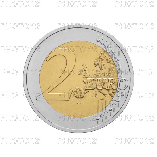 Two euro coin isolated on white background