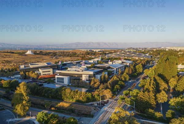 Googleplex, Google Headquarters office buildings seen from the above