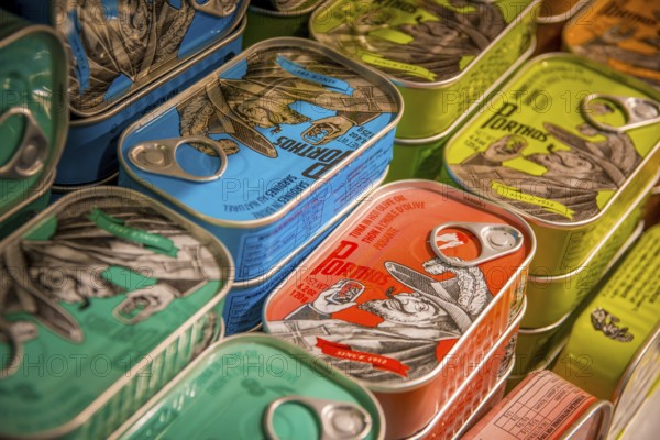 Faro, Portugal, April 19th 2024: Illustrative Editorial: View on Porthos Sardines and tuna fish in