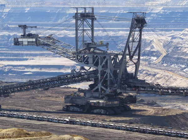 Large excavator in the Garzweiler open-cast lignite mine, Rhenish lignite mining area, Germany,