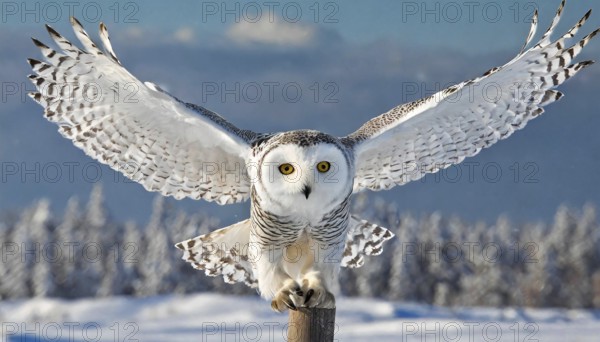 AI generated, animal, animals, bird, birds, biotope, habitat, a, individual, eurle, snowy owl (Bubo