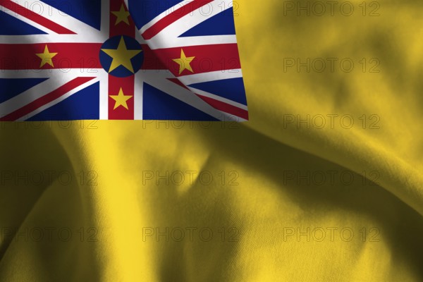 A ruffled fabric flag of Niue