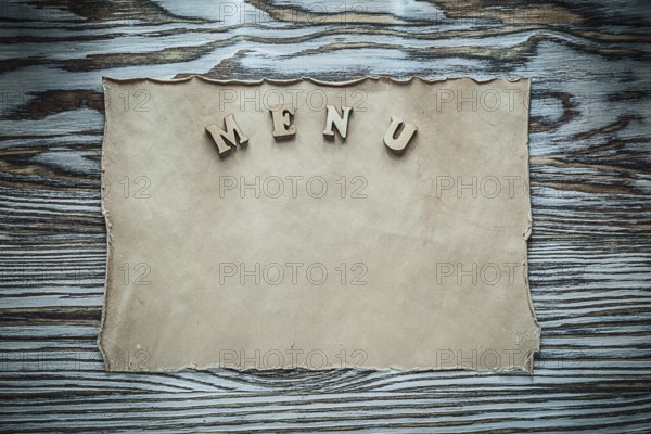 Vintage roll menu on wooden board