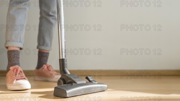 Woman using vacuum cleaner