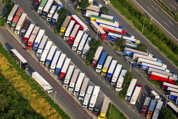 Resser Mark lorry service area on the A2 motorway, North Rhine-Westphalia, Ruhr region