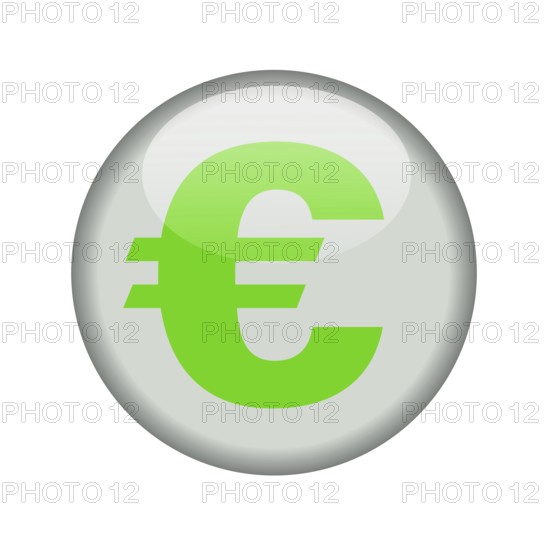 Glossy icon with a euro sign. Isolated