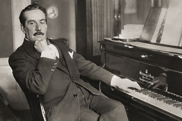 Giacomo Puccini, 1858 –1924, Italian composer, digitally edited according to a photograph