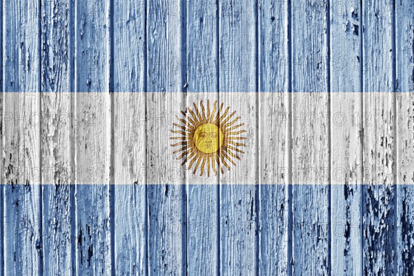 Flag of Argentina painted on wooden frame